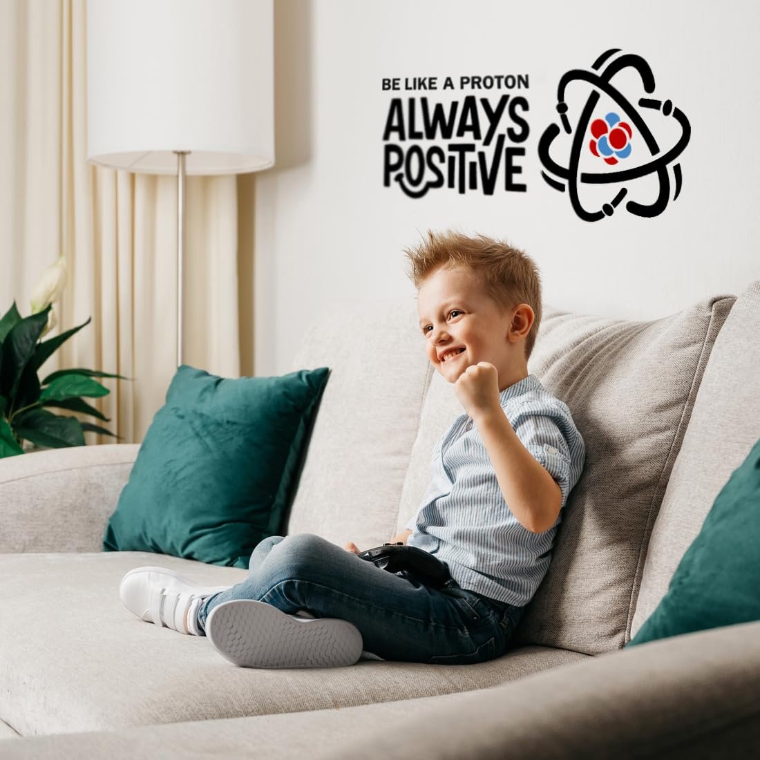 Наклейка на стіну Be Like a Proton Always Positive Вінілова Чорна, фото №5
