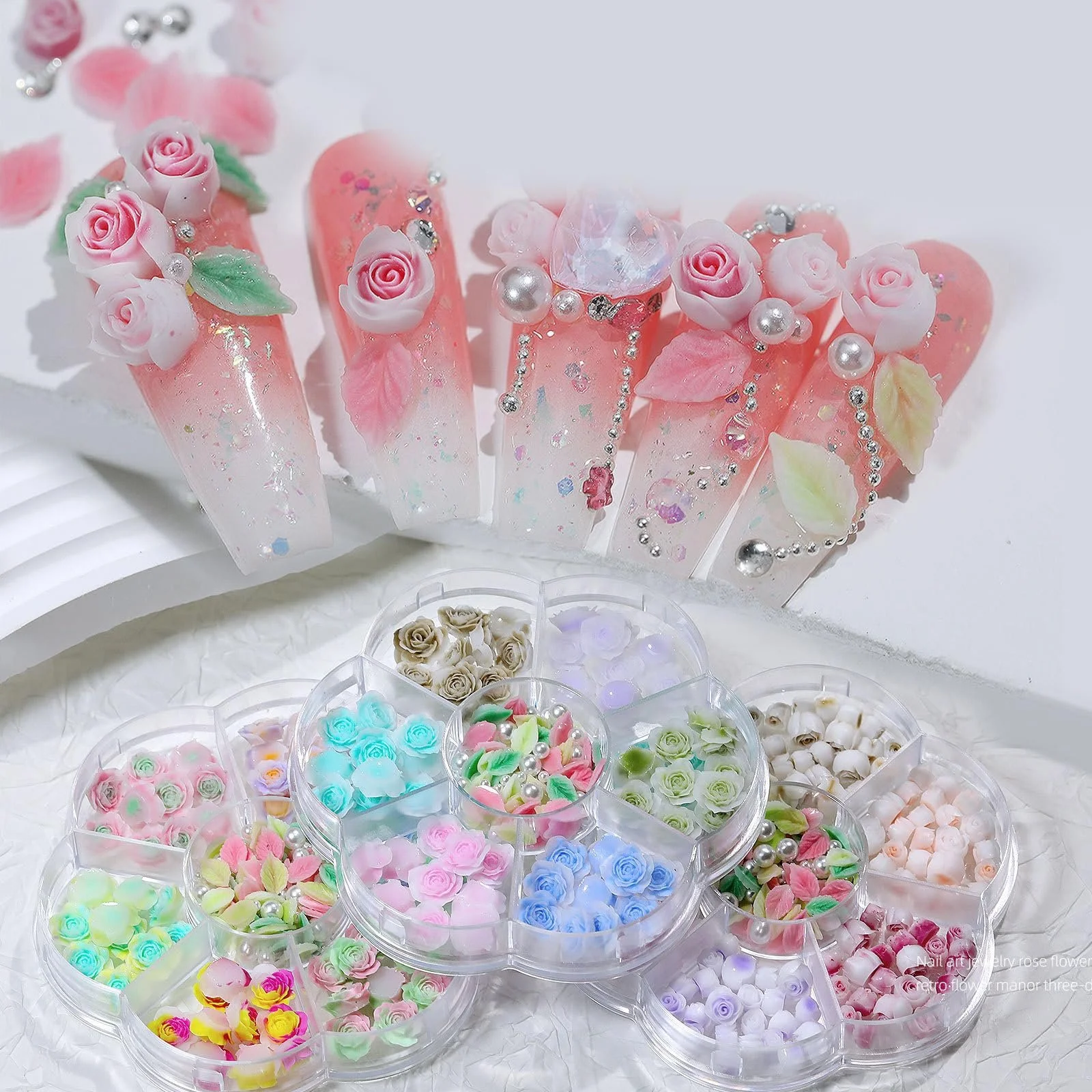 3D Квіти для нігтів Rose Blatt для акрилових нігтів, прикраси для манікюру, фото №5