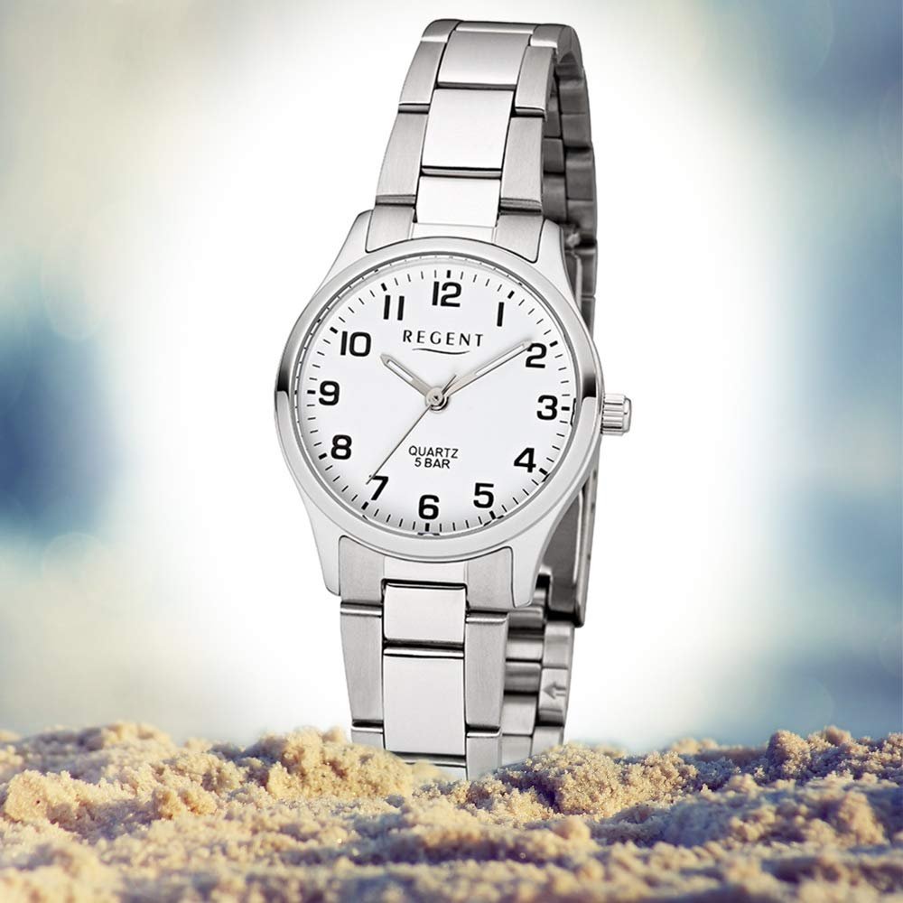 Женские аналоговые часы Regent 12221021, серебристый / белый, браслет, фото №4 Женские аналоговые часы Regent 12221021, серебристый / белый, браслет, фото №4