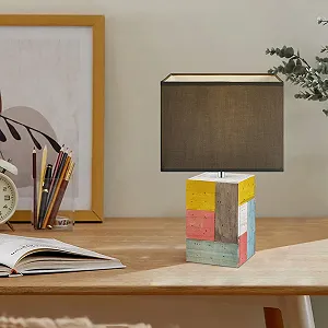 Настільна лампа Home Sweet Home Block Tara E27 Anthracite Wood Textile 25/25/45 см synthetic.ua - Фото 1