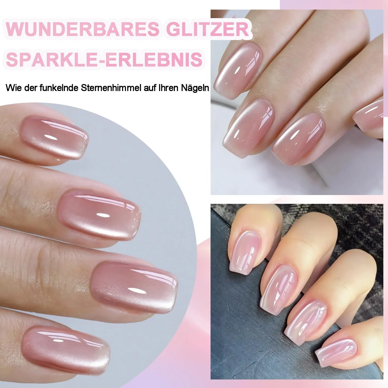 Гель-лак для ногтей Pink Cat Eye UV, розовый, фото №4