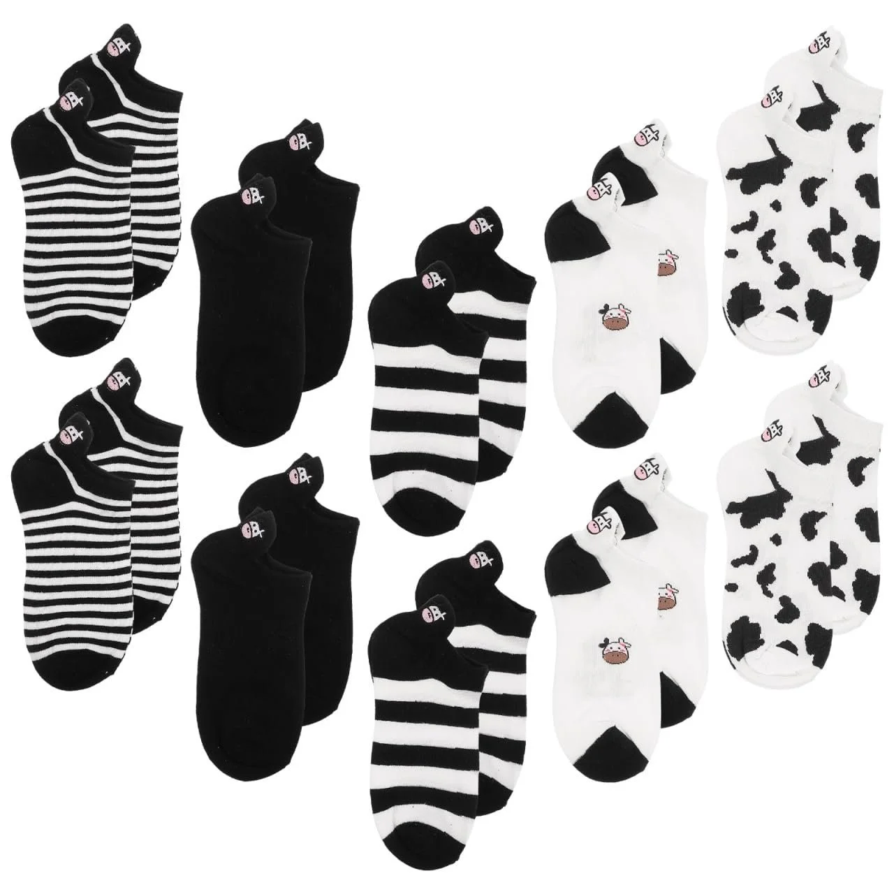 Шкарпетки Amosfun з коров'ячим принтом, низькі, 5 пар, фото №9