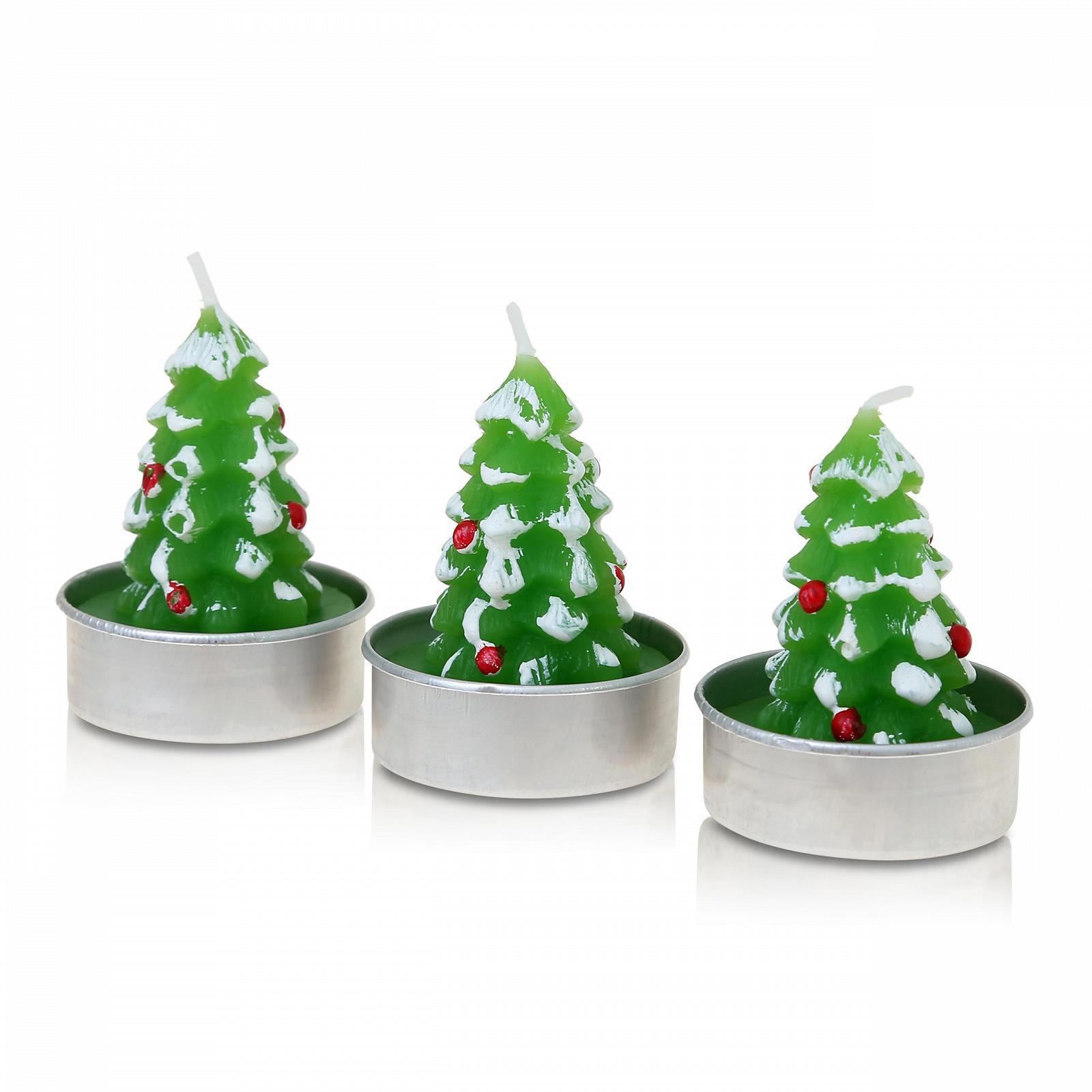 Свеча Flanacom Gift Set Чайные Светильники Рождественский Мотив Ручная работа Цветной Прибл. 7 x 4 см Новогоднее Украшение (Набор из 3 Елка), фото №1