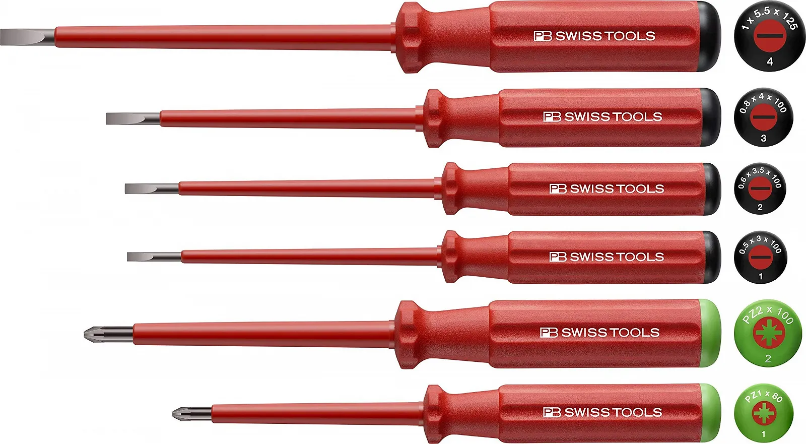 Набір ізольованих викруток Pozidriv PB Swiss Tools VDE PB 5543 1000В Червоний, фото №1
