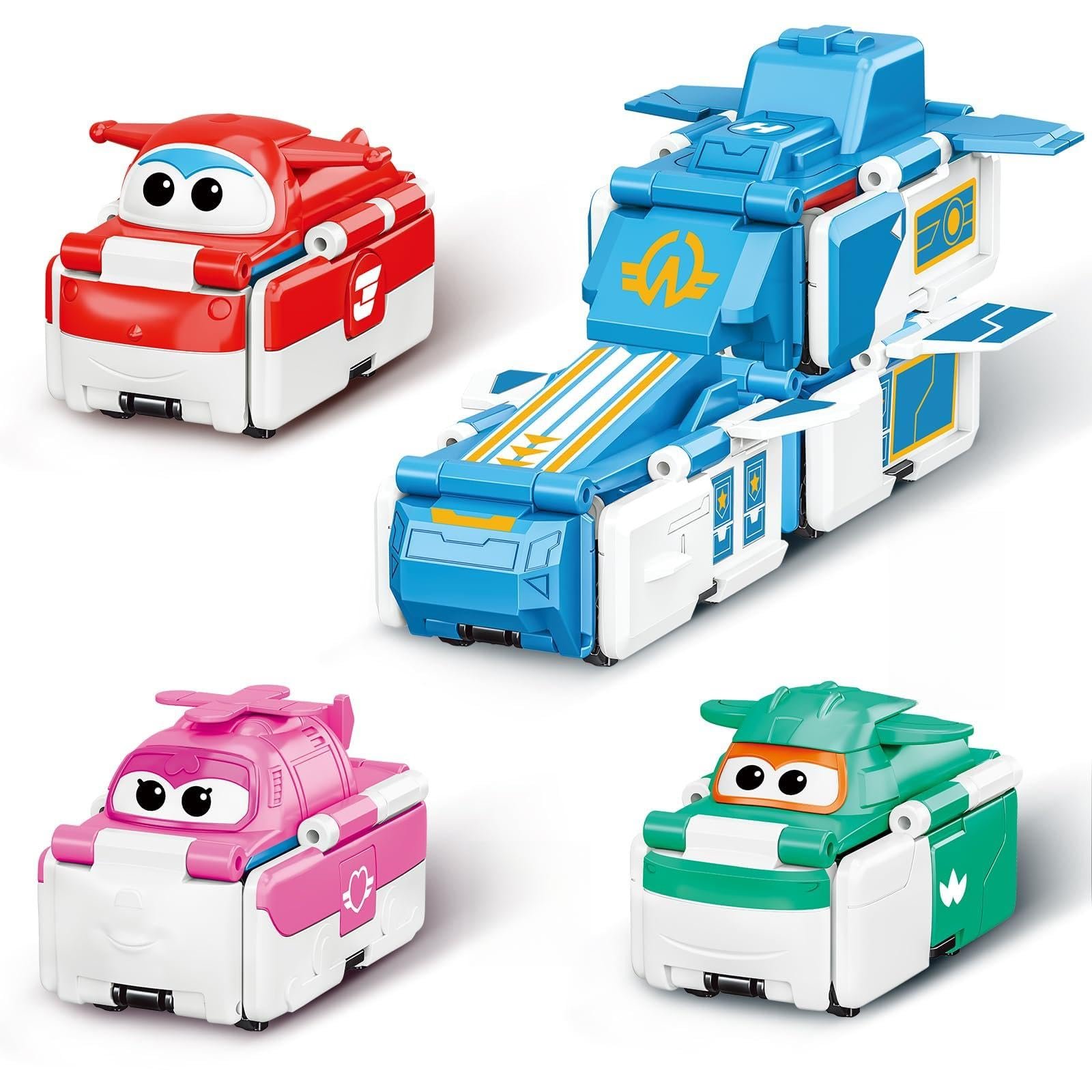 Трансформер Super Wings 3-в-1 База и Переворачивающиеся Машинки Синий, фото №1