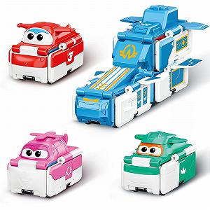 Трансформер Super Wings 3-в-1 База и Переворачивающиеся Машинки Синий - Фото 1