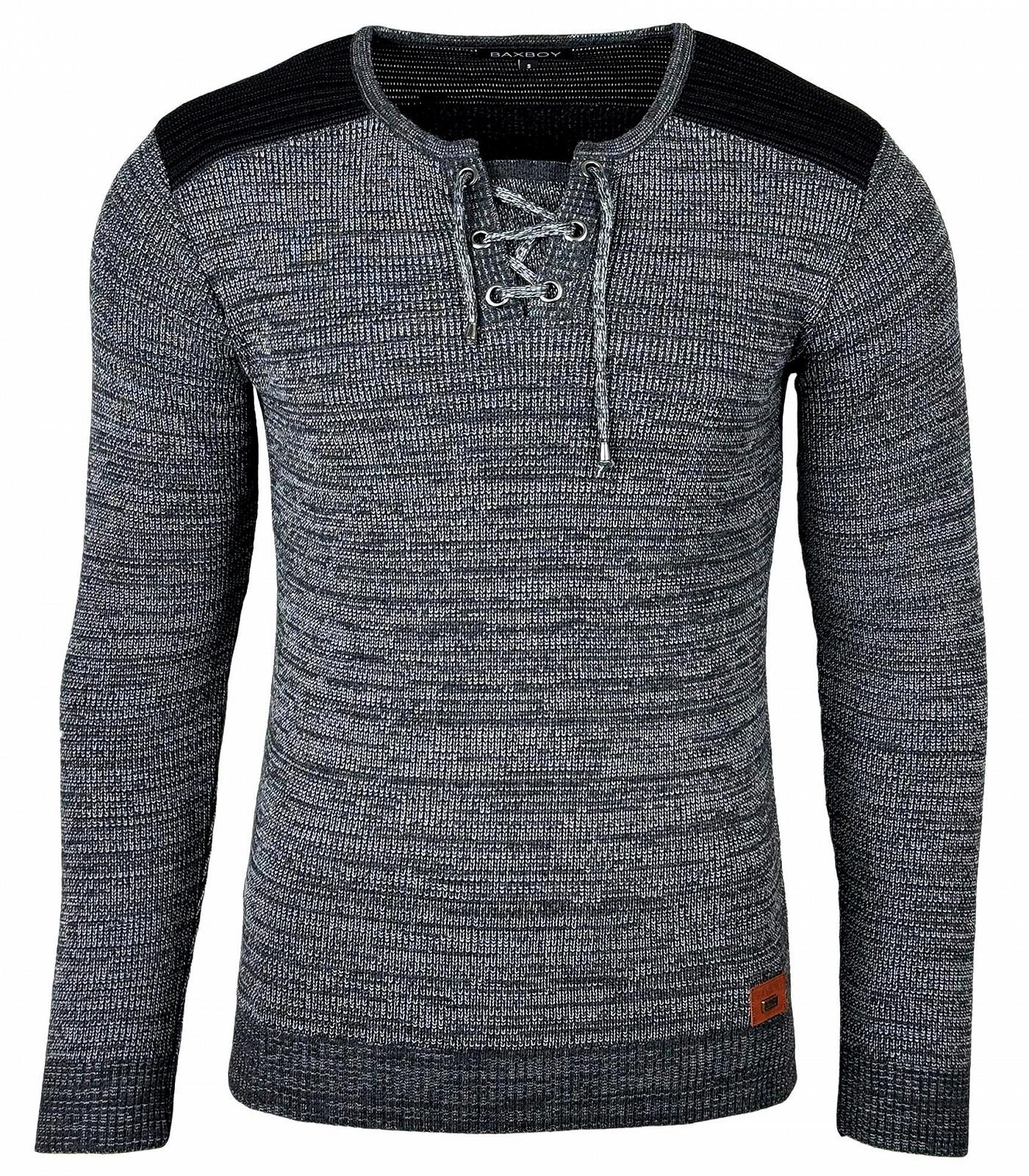 Джемпер Baxboy Slim Fit з V-подібним вирізом BB-52205, чорний, фото №2