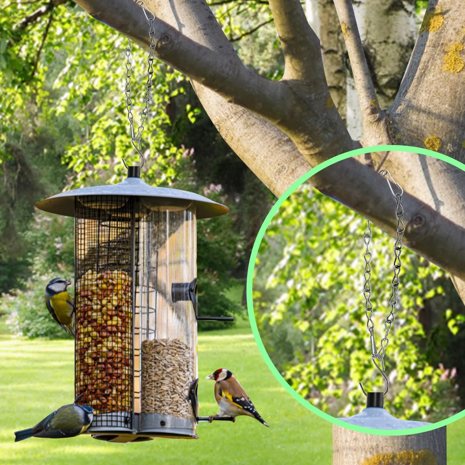 Ланцюги для підвісних кошиків 4 шт. 50 см металеві з гачками Сріблястий, фото №7