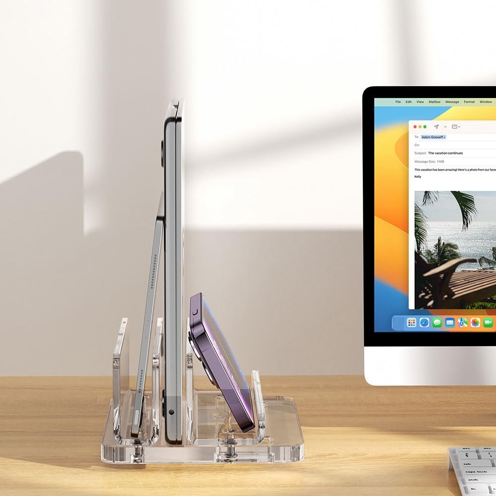 Подставка для ноутбука вертикальная Акриловая подставка для ноутбука с регулируемой док-станцией Подходит для всех ноутбуков, фото №3