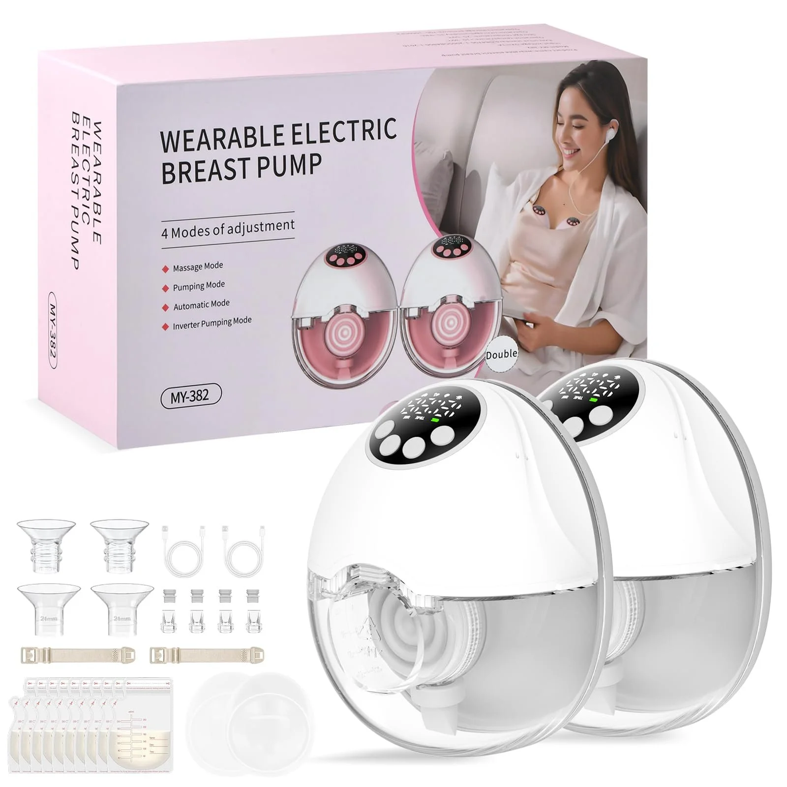 Молоковідсмоктувач Focenat, електричний, hands-free, подвійний, 4 режими, 12 рівнів всмоктування, захист від переповнення, з пилозахисним чохлом, фото №1 Молоковідсмоктувач Focenat, електричний, hands-free, подвійний, 4 режими, 12 рівнів всмоктування, захист від переповнення, з пилозахисним чохлом, фото №1