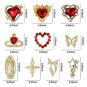 Набор шармов для ногтей 3D Gold Heart, Butterfly & Cross золотистые synthetic.ua - Фото 1