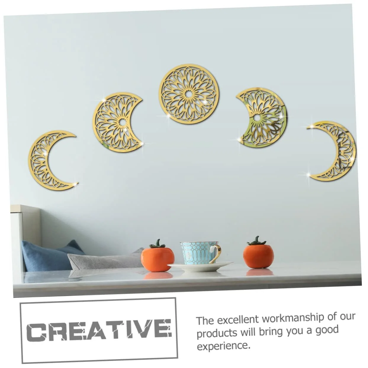 Наклейка Zerodeko 3D Moon Phase Зеркальная самоклеящаяся для спальни и офиса, фото №7