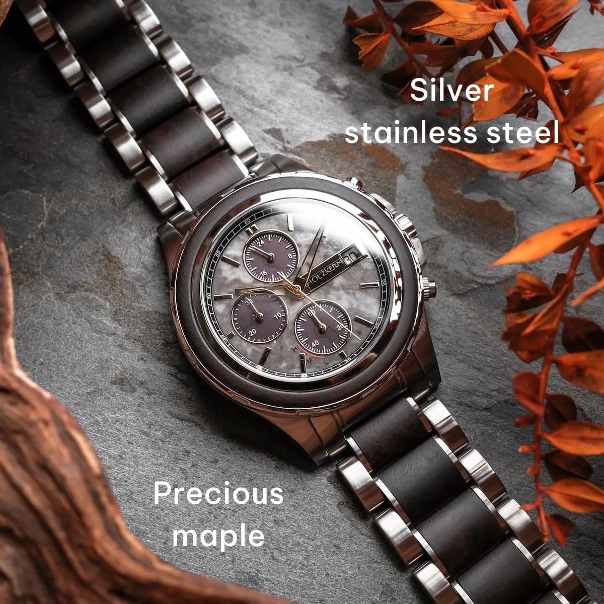 Мужские часы HOLZKERN Солнечный Хронограф Cairo Maple Black/Marble, фото №3 Мужские часы HOLZKERN Солнечный Хронограф Cairo Maple Black/Marble, фото №3