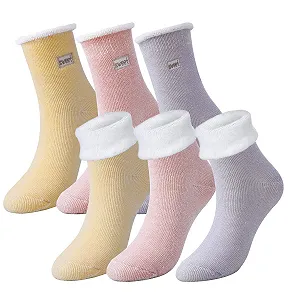 Носки TAGVO, зимние, толстые, флисовые, теплые, хлопковые, для дома, против катышков, для девушек, женщин, пушистые, для вечеринок, праздников, подарочный набор, 3 пары - Фото 1