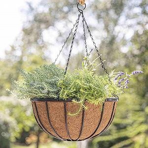 Підвісний кошик Siena Garden Кований з кокосовою вставкою Чорний 35 см synthetic.ua - Фото 1