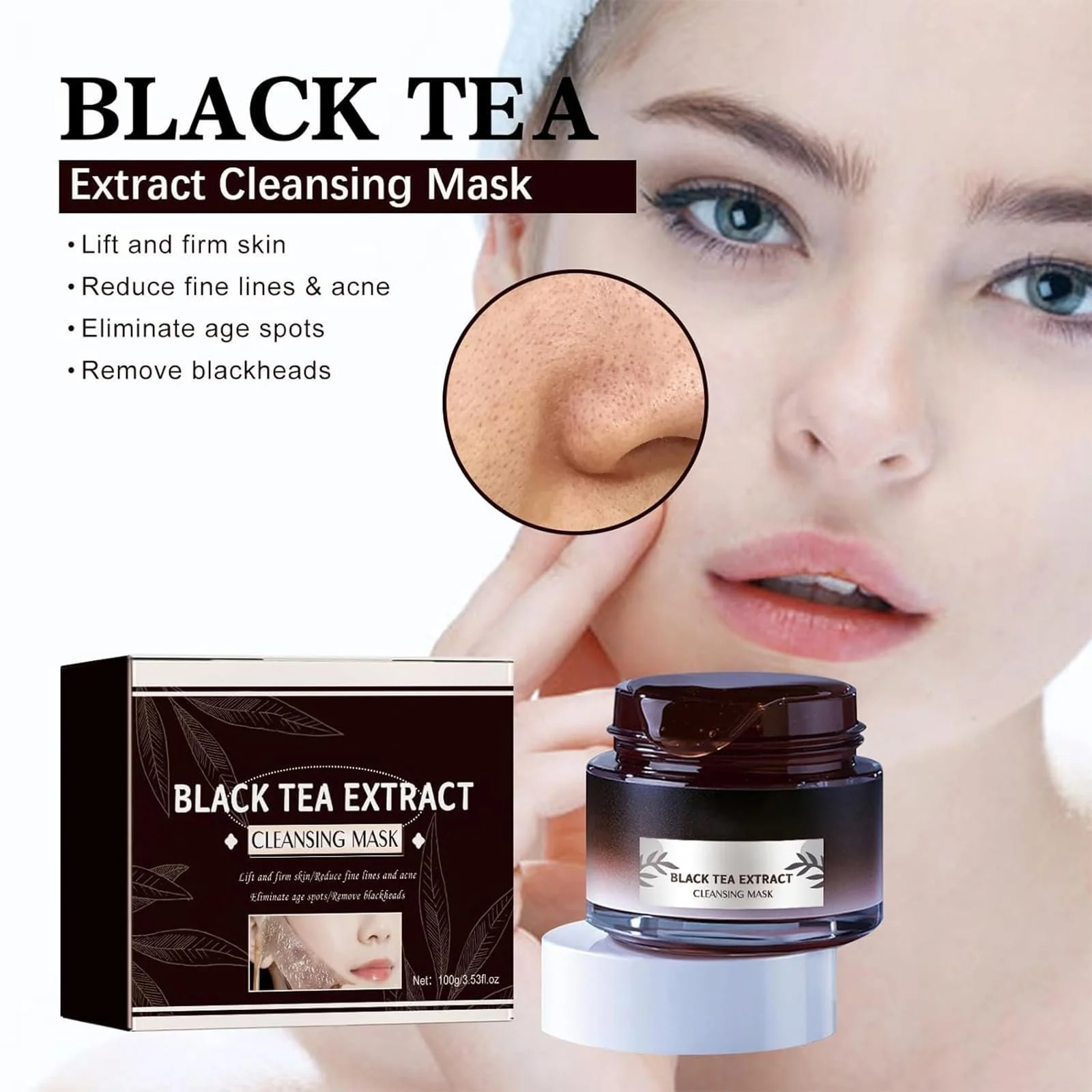 Маска Чёрный Чай Экстракт Чёрного Чая Очищающая Маска для Глубокого Очищения, Уменьшения Акне и Чёрных точек, 2 шт, фото №2