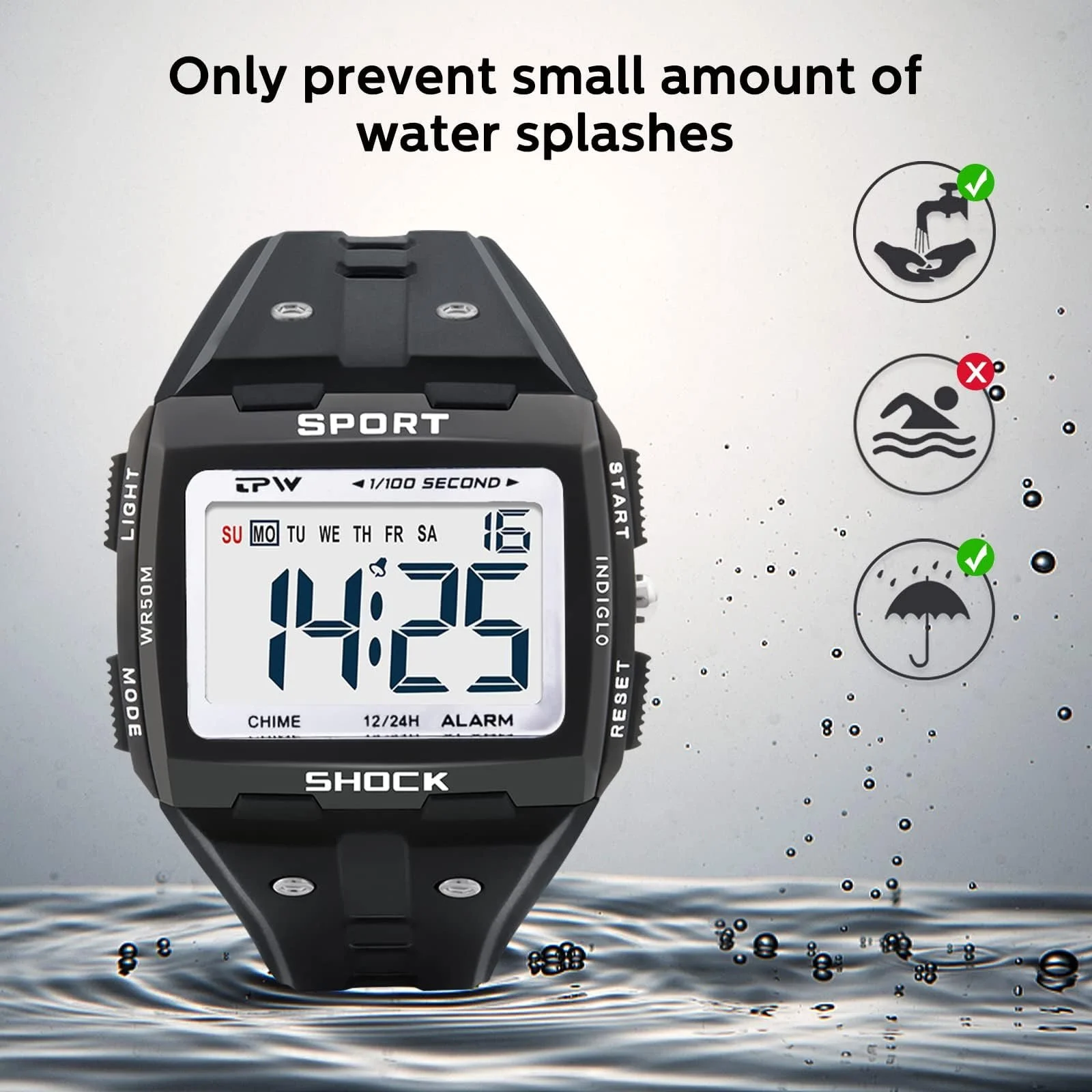 Цифровий годинник BEN NEVIS Спортивний Квадратний з будильником/LED, фото №7 Цифровий годинник BEN NEVIS Спортивний Квадратний з будильником/LED, фото №7