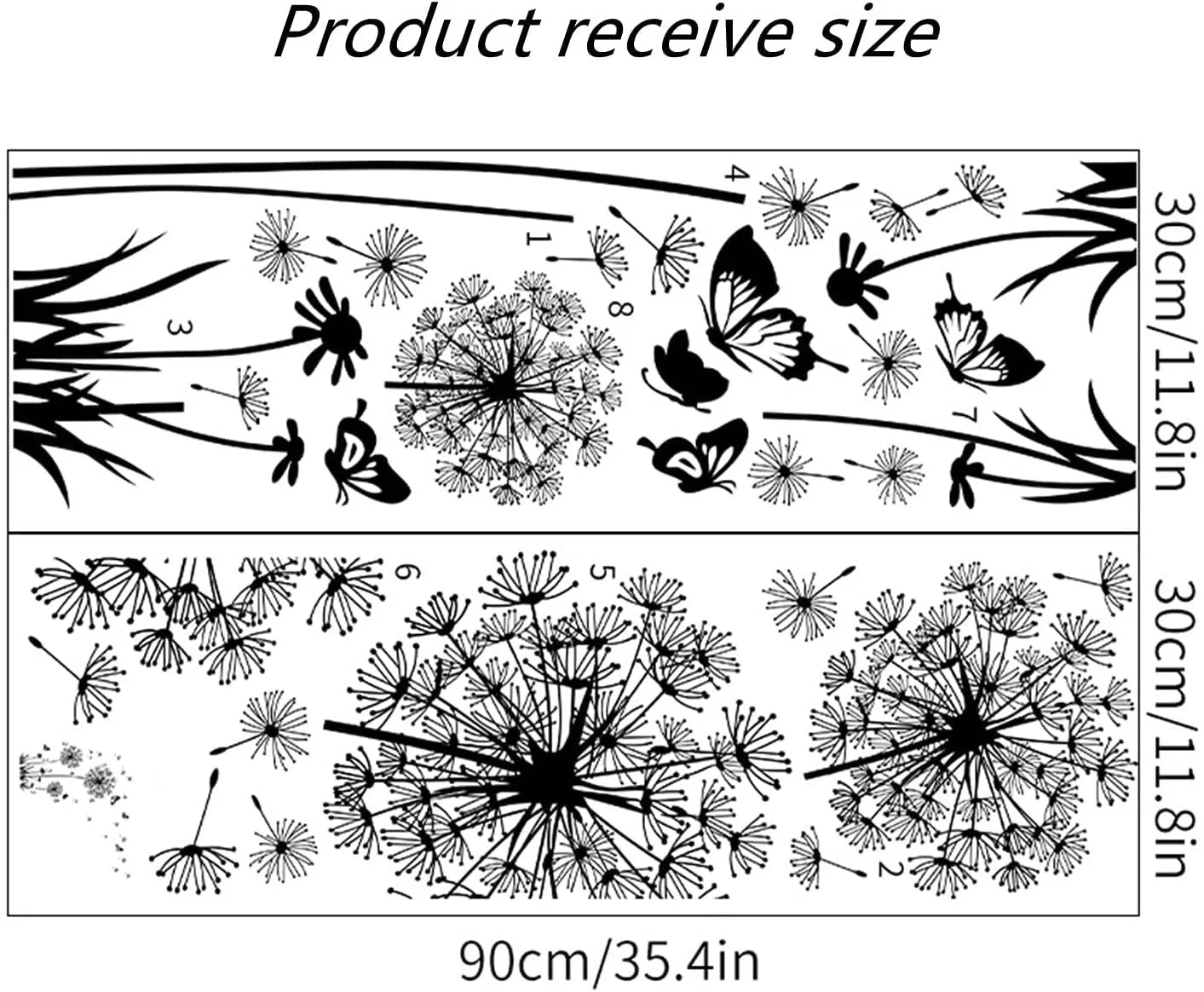 Набір наклейок на стіну Кульбаба 2 шт. Чорний, фото №5