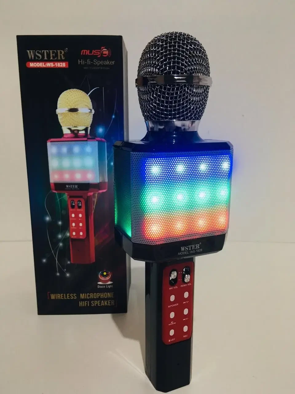 Караоке микрофон WSTER WS-1828 c LED подсветкой 4 Голоса/USB/Bluetooth, фото №2
