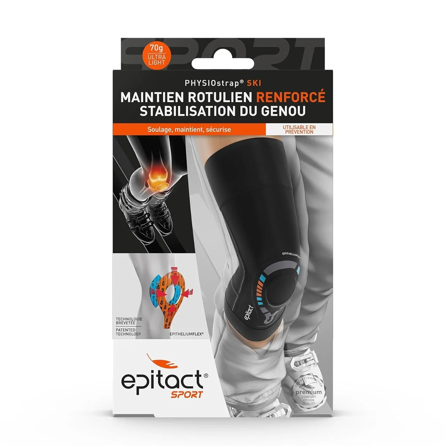 Наколенник спортивный Epitact Sport PhysioStrap Ski XL Черный, фото №2 Наколенник спортивный Epitact Sport PhysioStrap Ski XL Черный, фото №2