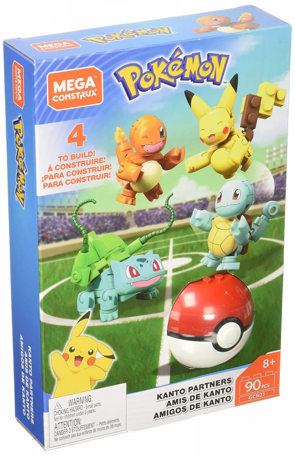 Конструктор MEGA Construx Pokemon Kanto 4 Pack, 4 Покемони та 1 Покебол, Бісасам, Глуманда, Шиггі та Пікачу, від 6 років, фото №1