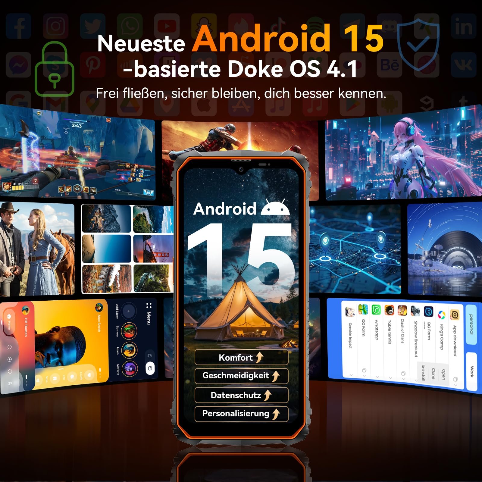 Смартфон OSCAL Marine 1 6.56 дюймов HD+ 90Hz 12GB+128GB/2TB TF 16Мп+8Мп Dual SIM Face ID GPS NFC IP68 IP69K, фото №7