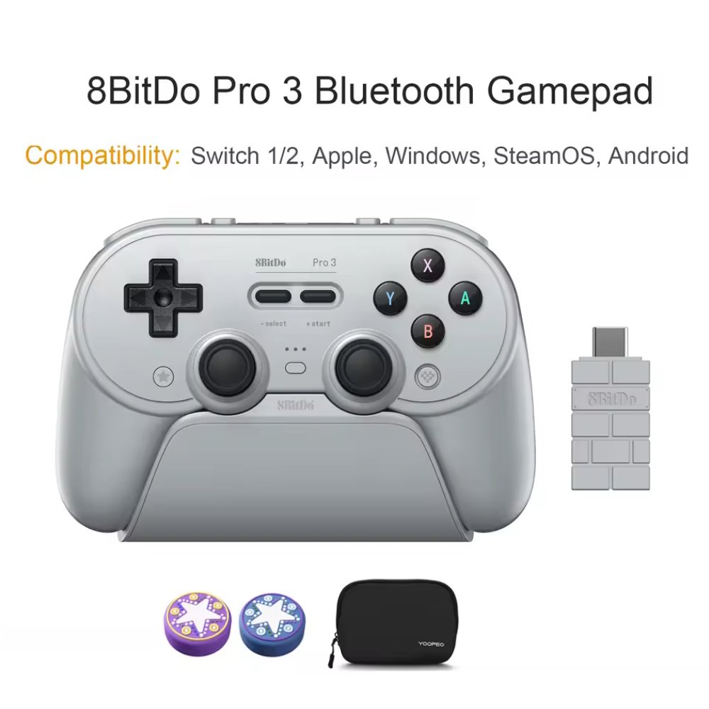 Геймпад 8Bitdo Pro 3 Windows/Android/Switch 2/macOS TMR White + Док-станція, фото №3 Геймпад 8Bitdo Pro 3 Windows/Android/Switch 2/macOS TMR White + Док-станція, фото №3