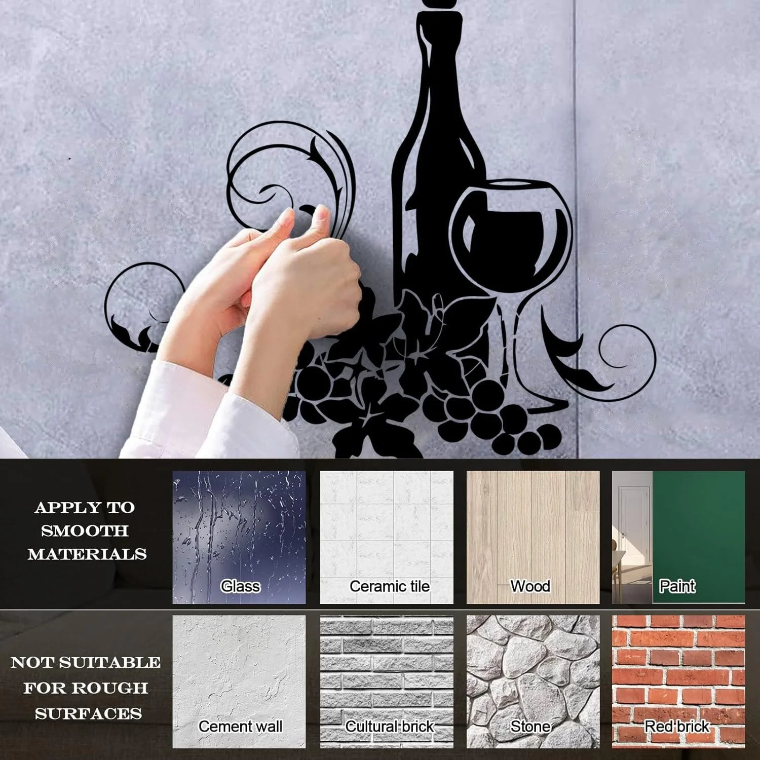 Наклейка на стіну Виноградна лоза Самоклеюча 37 x 42 см Чорна, фото №5 Наклейка на стіну Виноградна лоза Самоклеюча 37 x 42 см Чорна, фото №5