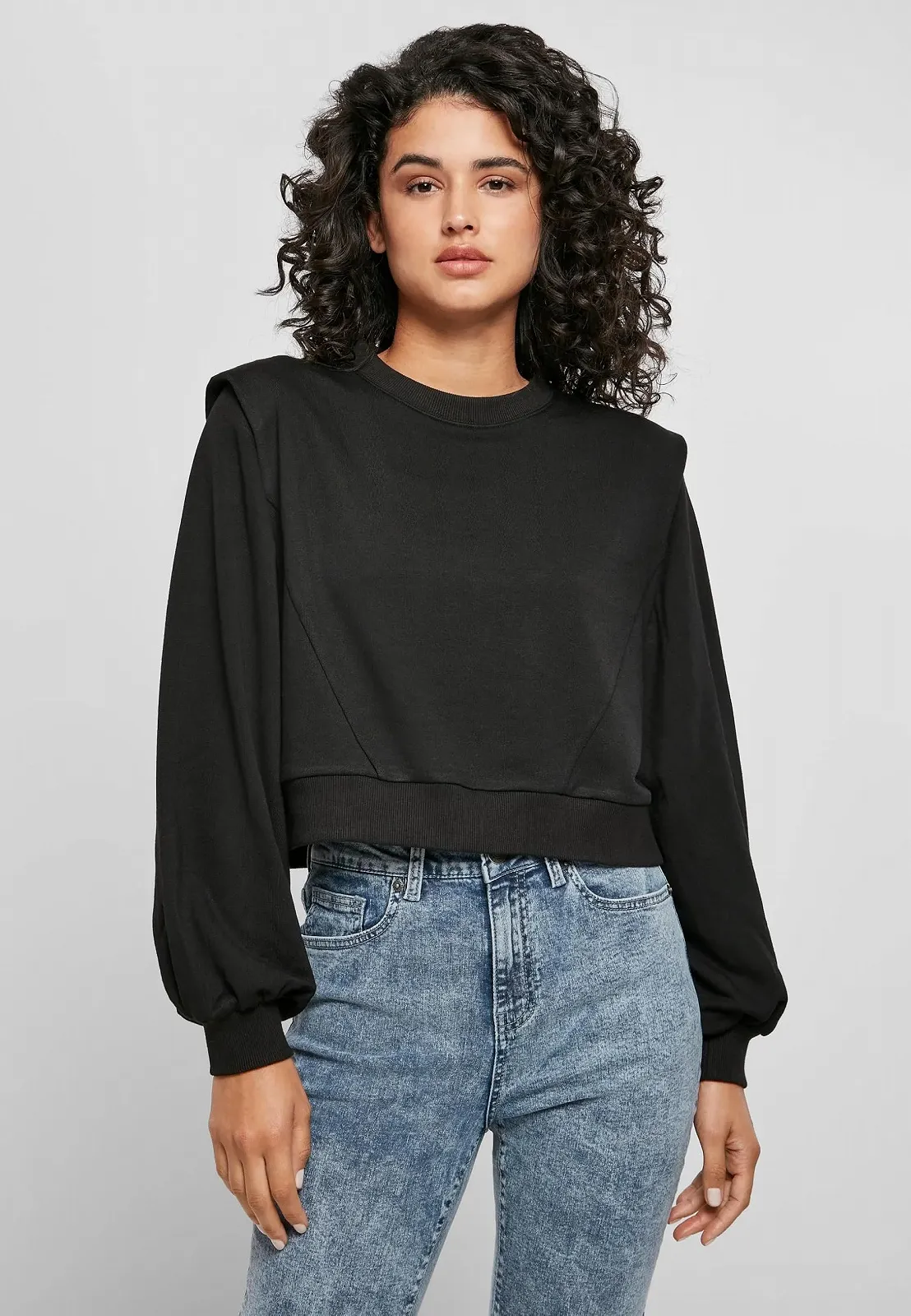 Женский свитшот Urban Classics из модального махрового материала с подкладными плечами, фото №5