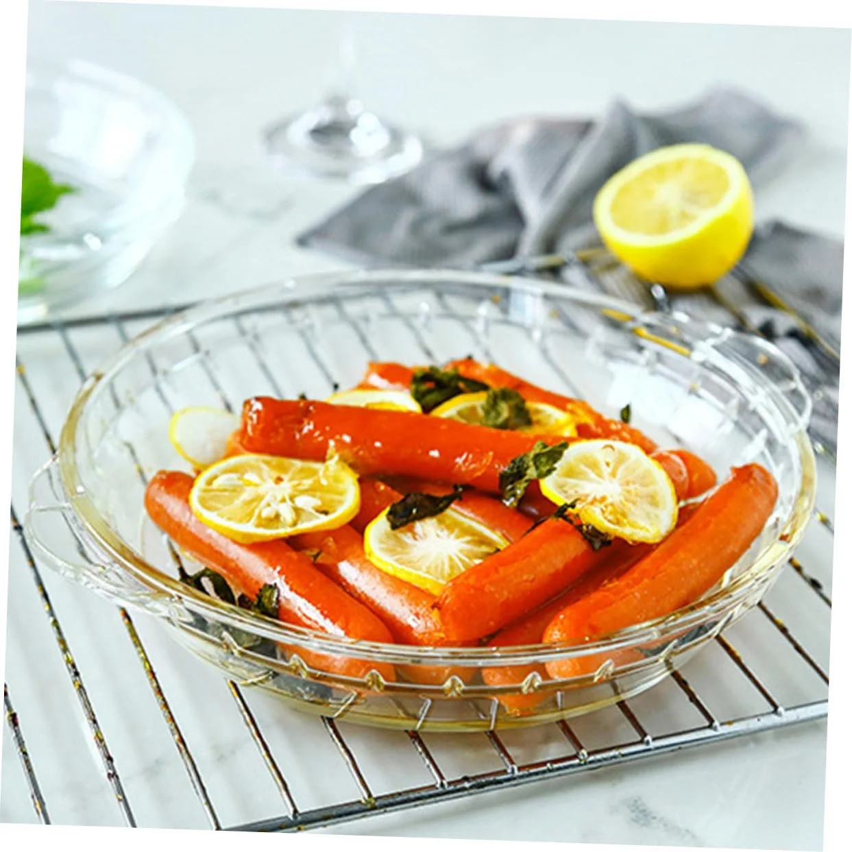 Тарілка для подачі Alipis Загартоване скло Термостійка Прозора для мікрохвильової печі, фото №8