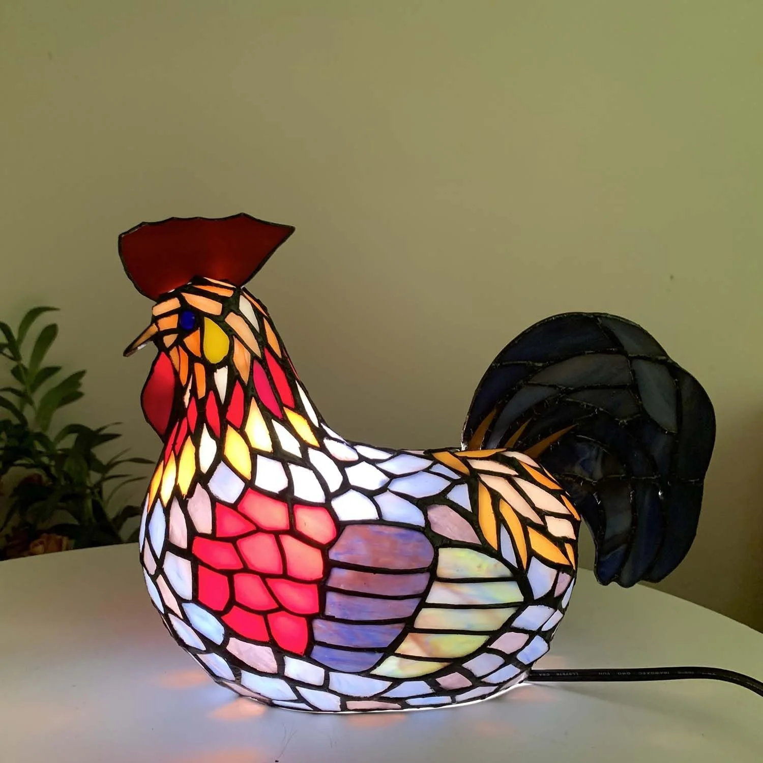 Настільна лампа Bieye L30834 Rooster Tiffany Style Stained Glass Multi-color, фото №8