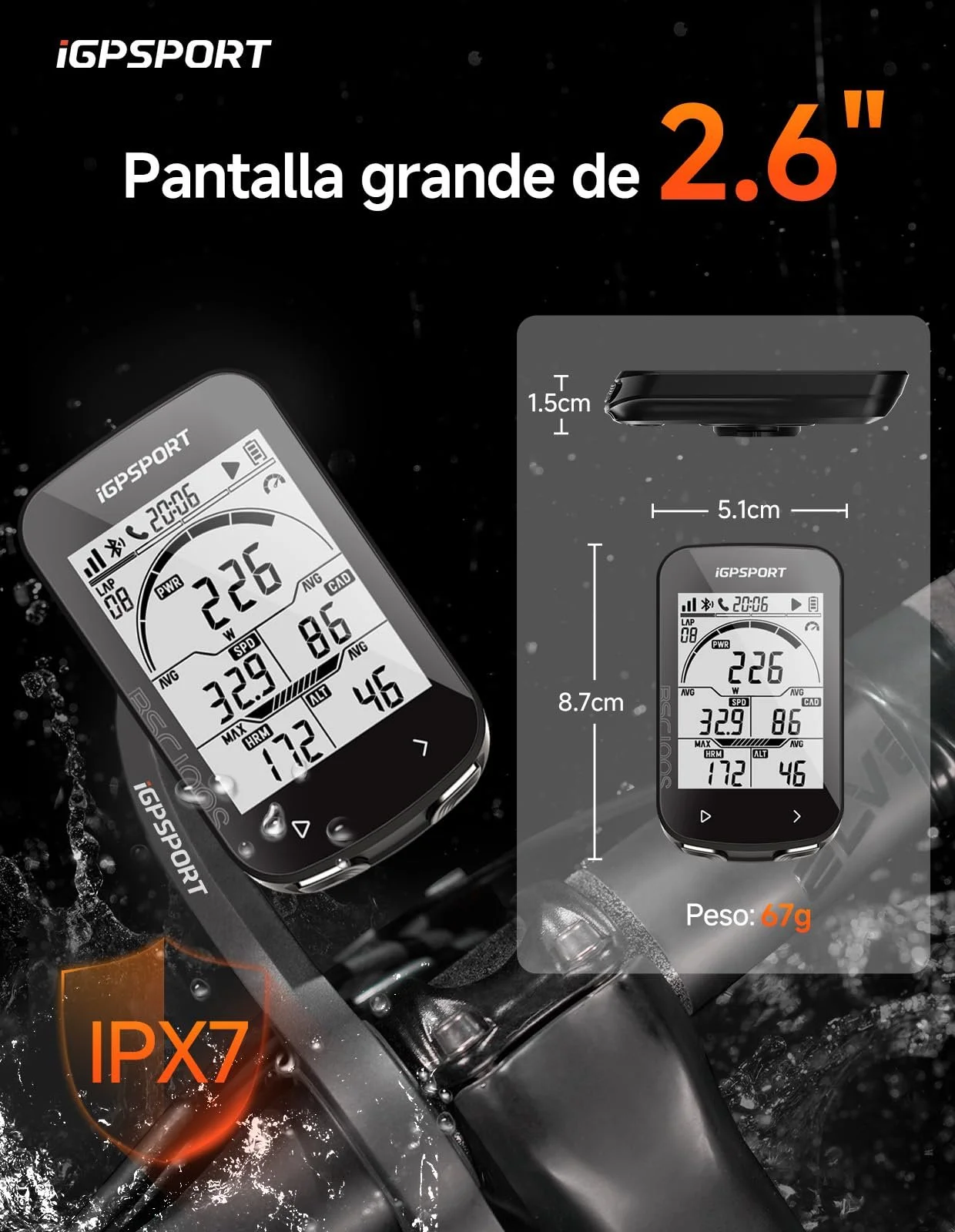 Велокомпьютер iGPSPORT BSC100S 2.6" Wireless IPX7 40ч Bluetooth 5.0 ANT+, фото №2