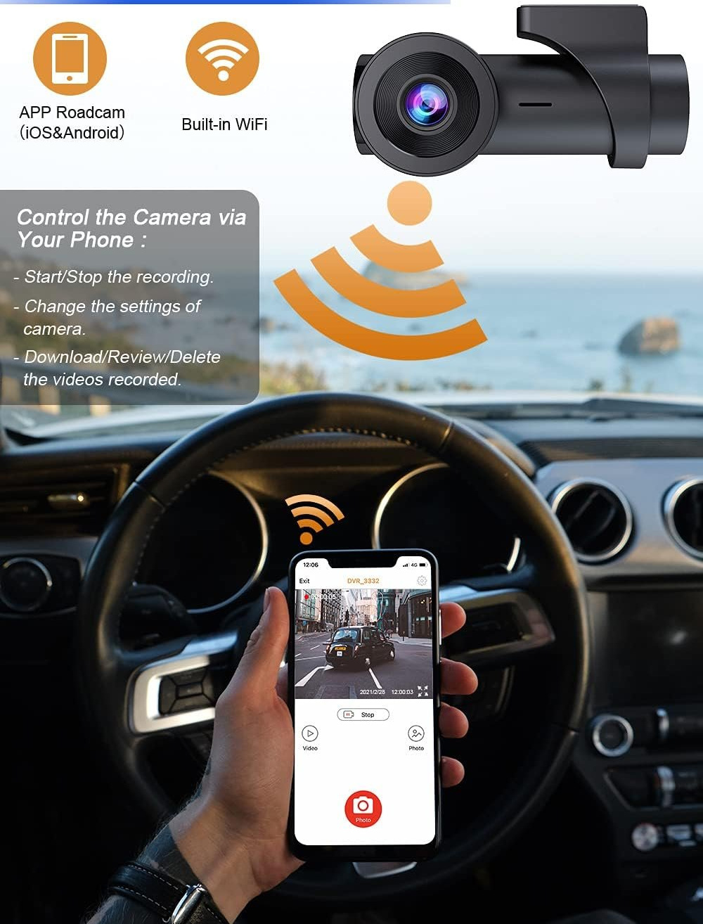 Відеореєстратор CHORTAU B-T26 / Full HD / 170° / Wi-Fi / Чорний, фото №3