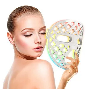 LED Маска для лица Трехцветная, красный свет, для красоты лица, антивозрастная, омолаживающая, подтягивающая - Фото 1