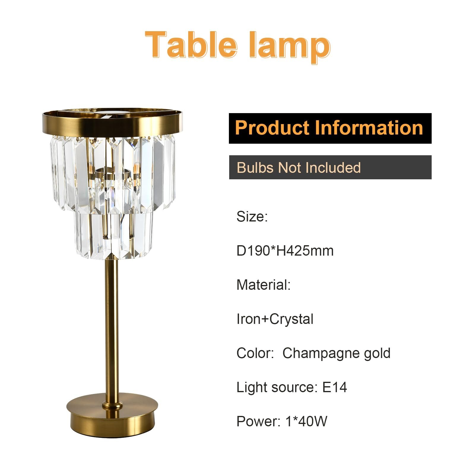 Настільна лампа LQWELL Modern Minimalist Crystal E14 Золотистий, фото №2