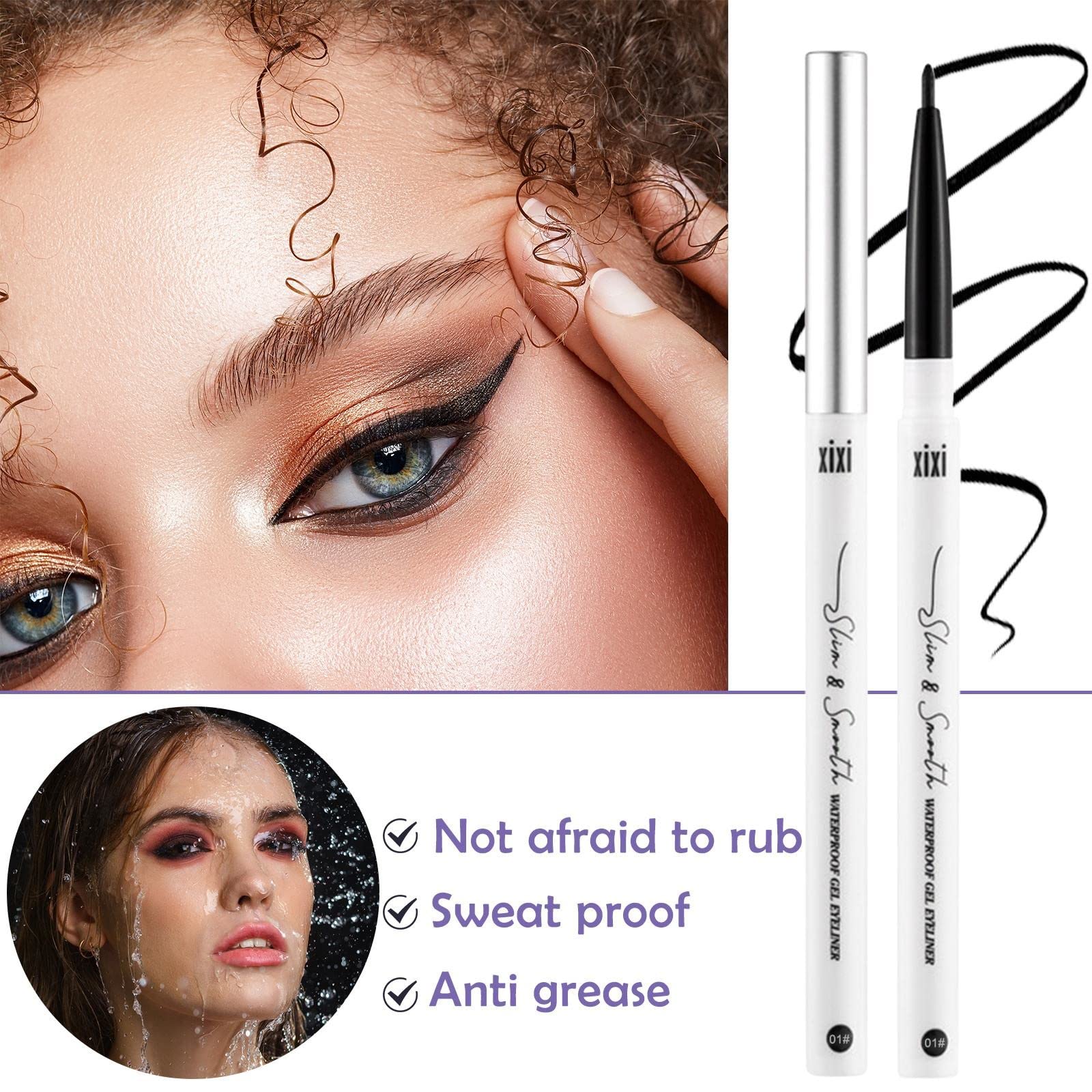 Кейс HUALONG Гель Лайнер Кольоровий Олівець 5 Кольорів Райдужний Блискучий Водостійкий Гель Чорний Рідкий, фото №6