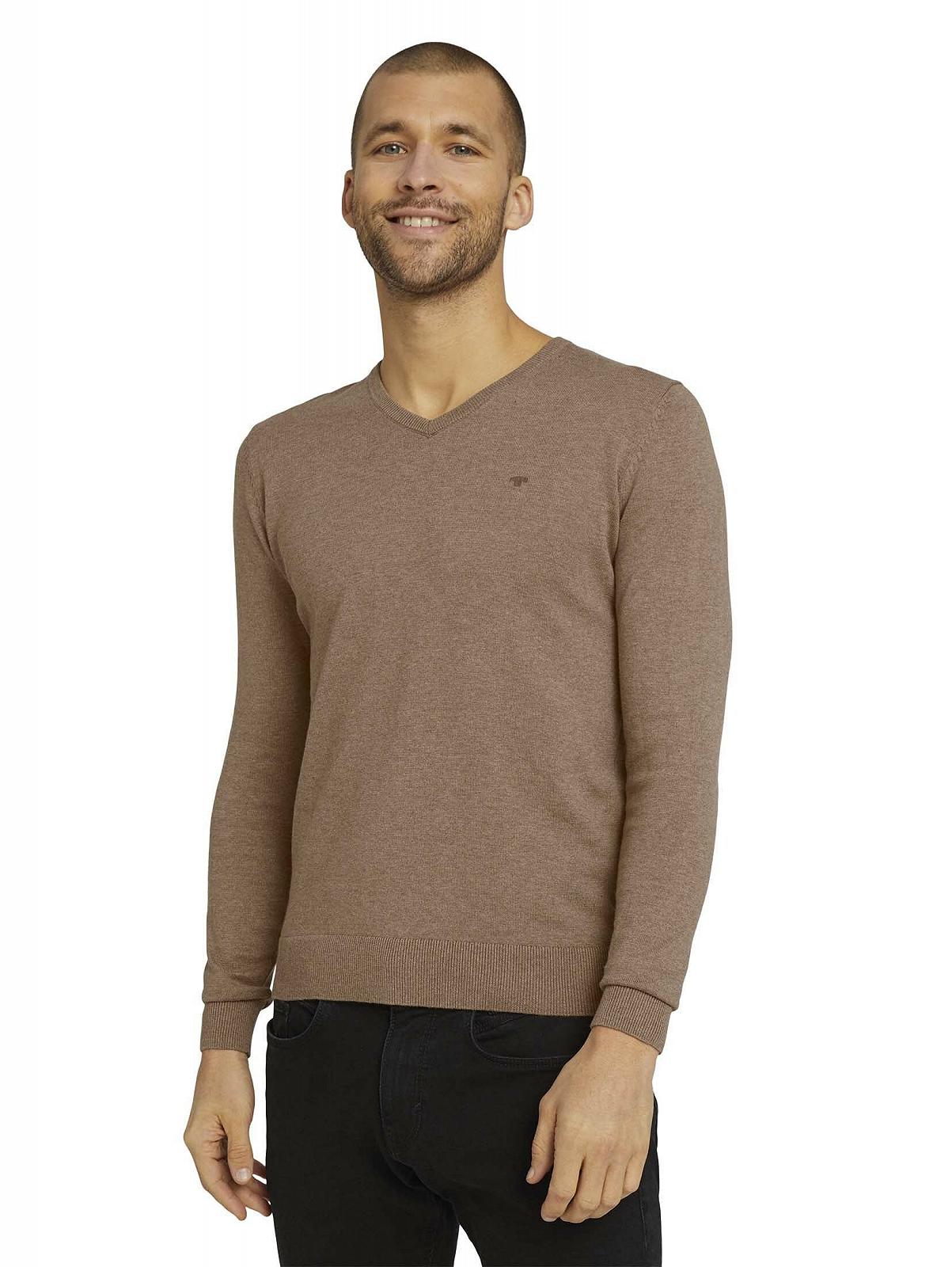 Джемпер в'язаний TOM TAILOR basic з V-подібним вирізом, фото №1