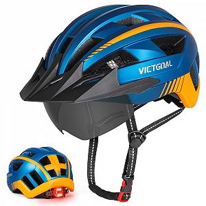 Шлем Victgoal MTB с магнитным визором, съемным солнцезащитным козырьком и светодиодным задним фонарем - Фото 1