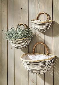 Настінні кошики Kobolo набір 3 шт. дерево з плівкою Сірий synthetic.ua - Фото 1