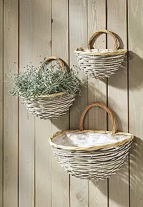 Настенные корзины Kobolo набор 3 шт. дерево с пленкой Серый synthetic.ua - Фото 1