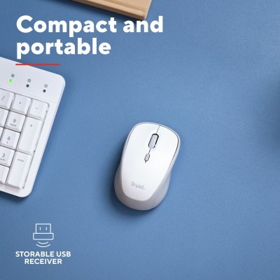 Мышка Trust Yvi+ Silent Wireless/Bluetooth White (25513), фото №9