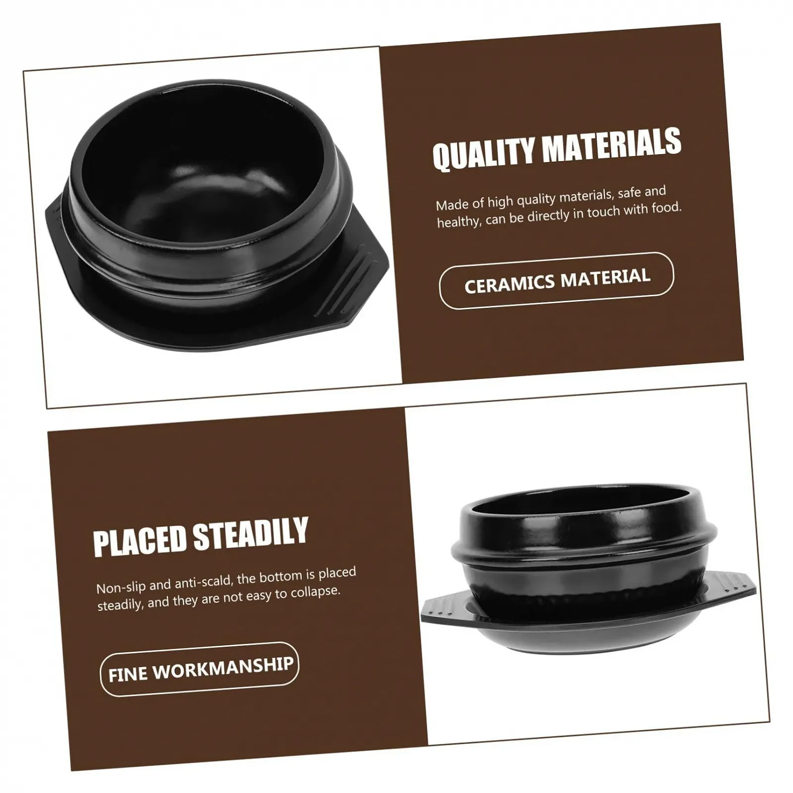 Кастрюля керамическая термостойкая с подносом для корейской кухни и рагу, фото №3