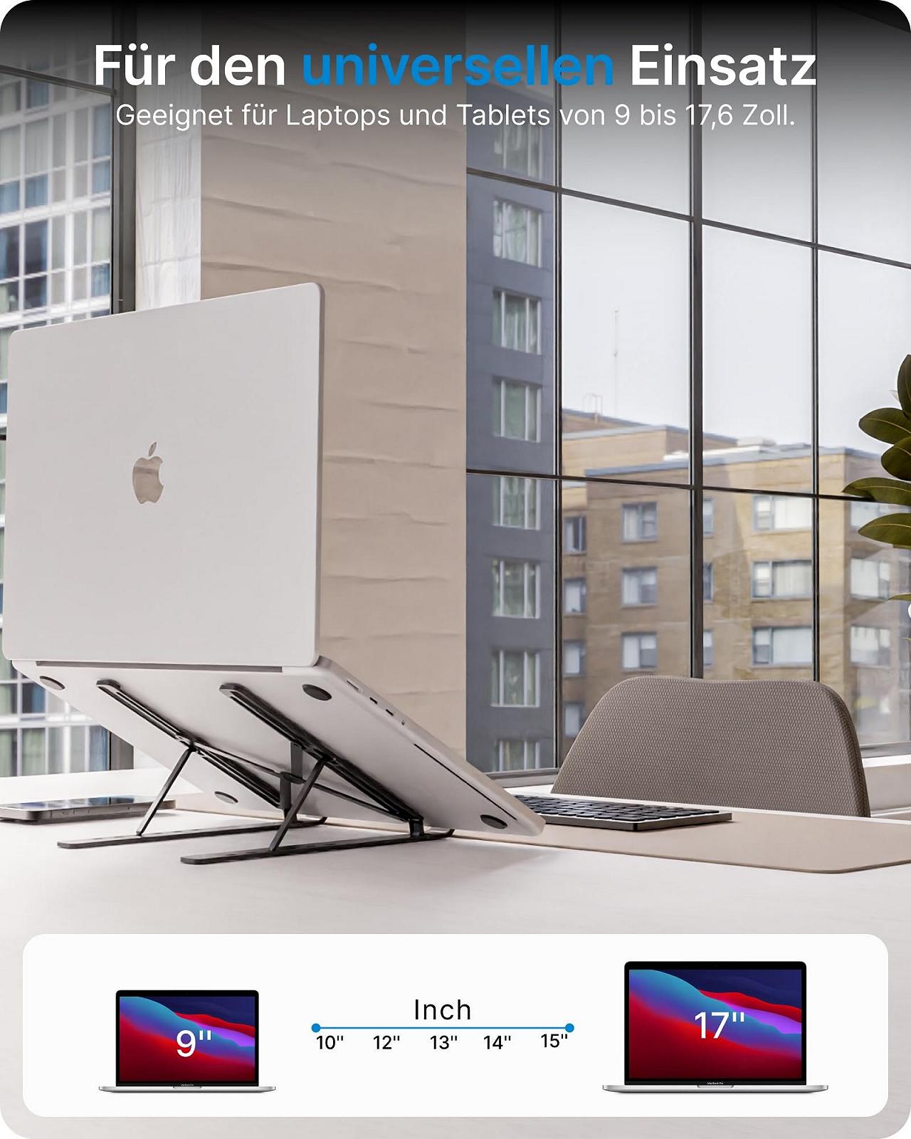 Підставка для ноутбука Voomy, виготовлена з переробленого алюмінію, регульована по висоті, для MacBook, Lenovo, офісних гаджетів, ігрових ноутбуків 15-17+ дюймів, фото №2