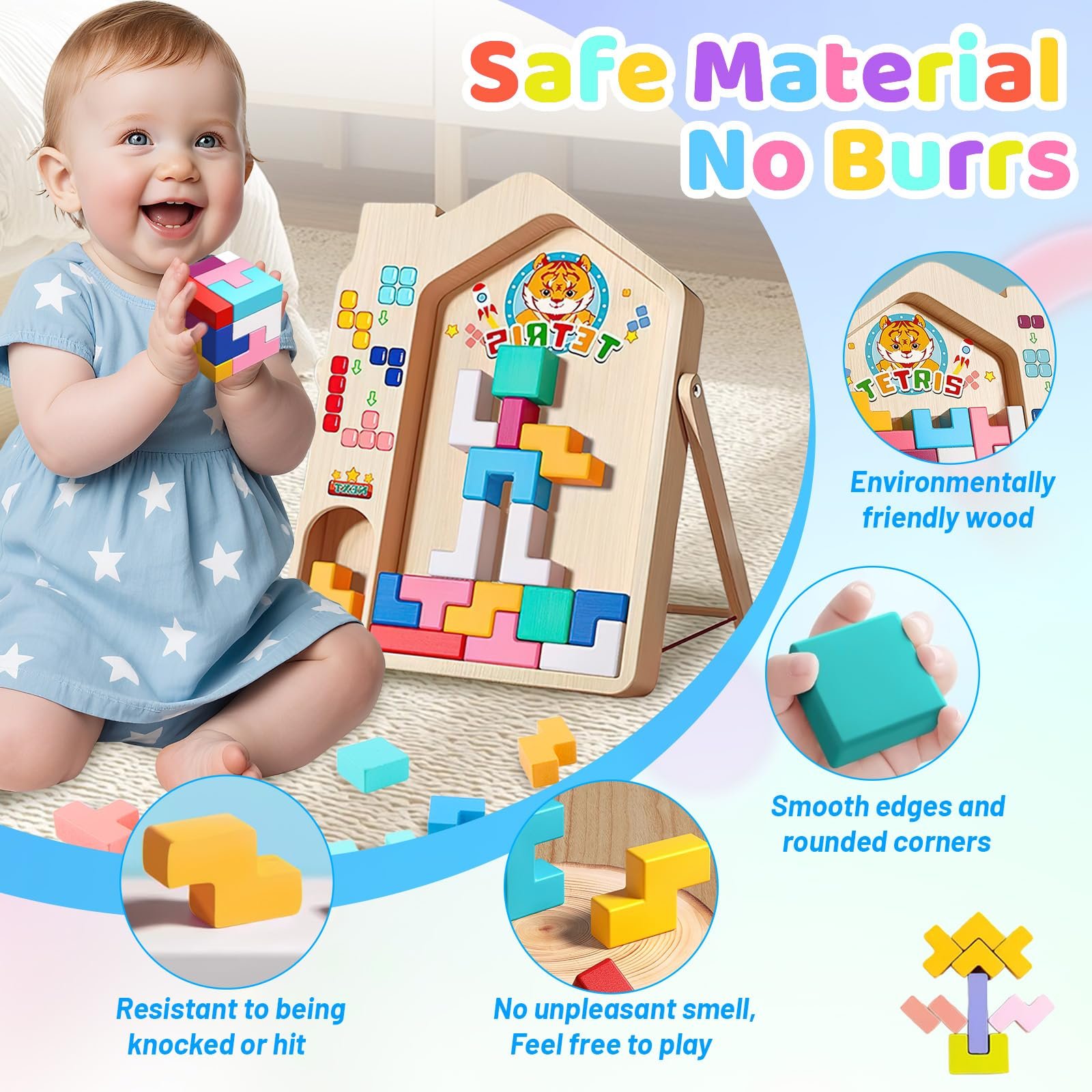 Деревянный пазл panemy Tetris Game 40 блоков Montessori, фото №4