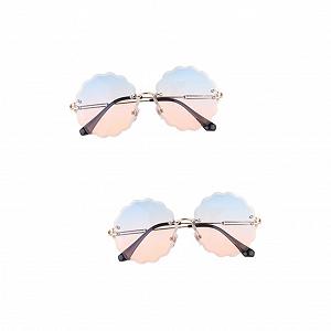 Окуляри Без оправи PACKOVE 2 шт Мода Метал Квіткові Декоративні Золота оправа - Фото 1