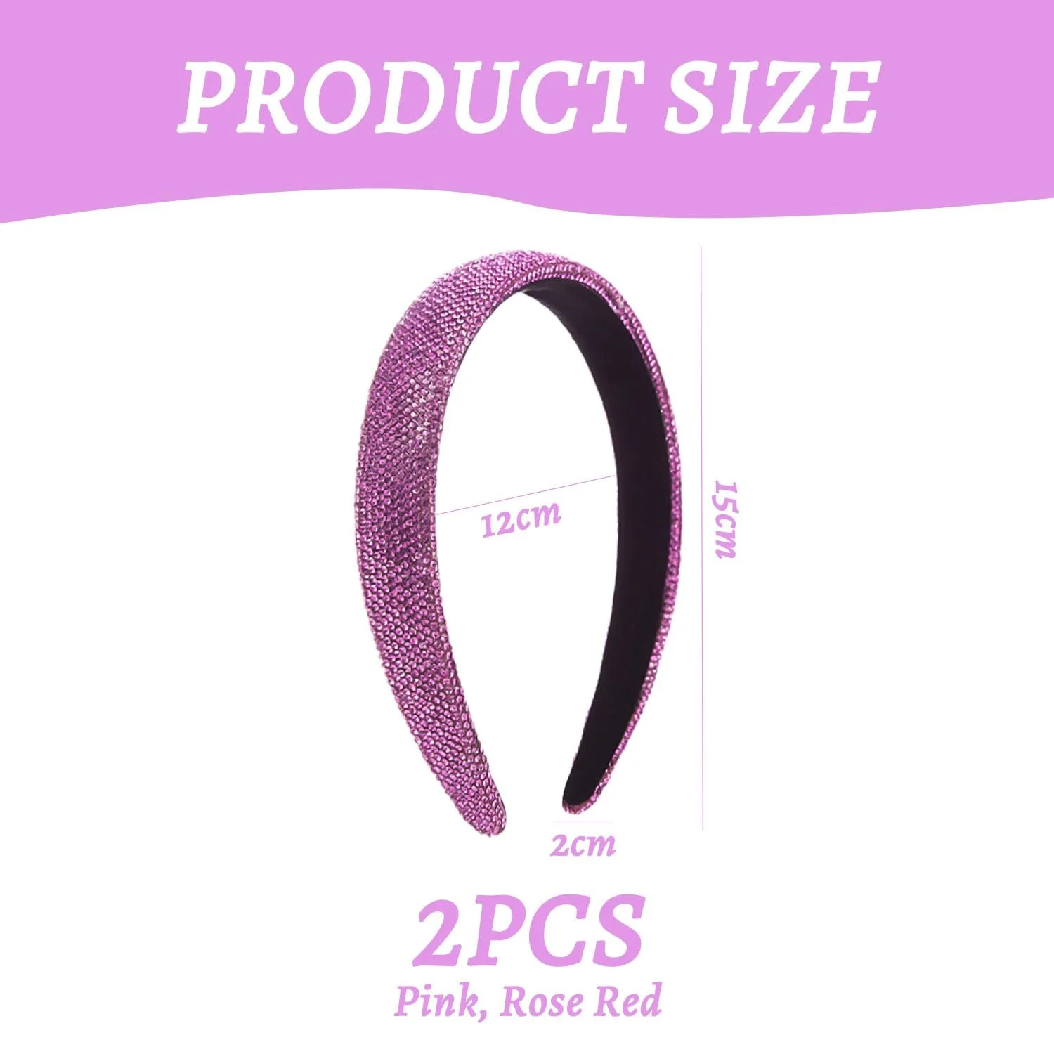 Обруч зі стразами, 2 шт, Аксесуари для волосся, фото №2