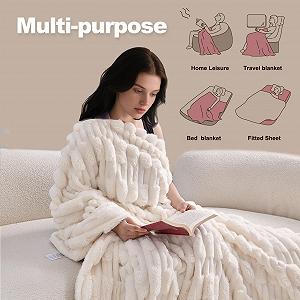 Плед Пухнастий Теплий Зимовий Ідеально підходить як Плед на диван і ліжко Taupe Geometry 200 x 230 см - Фото 1