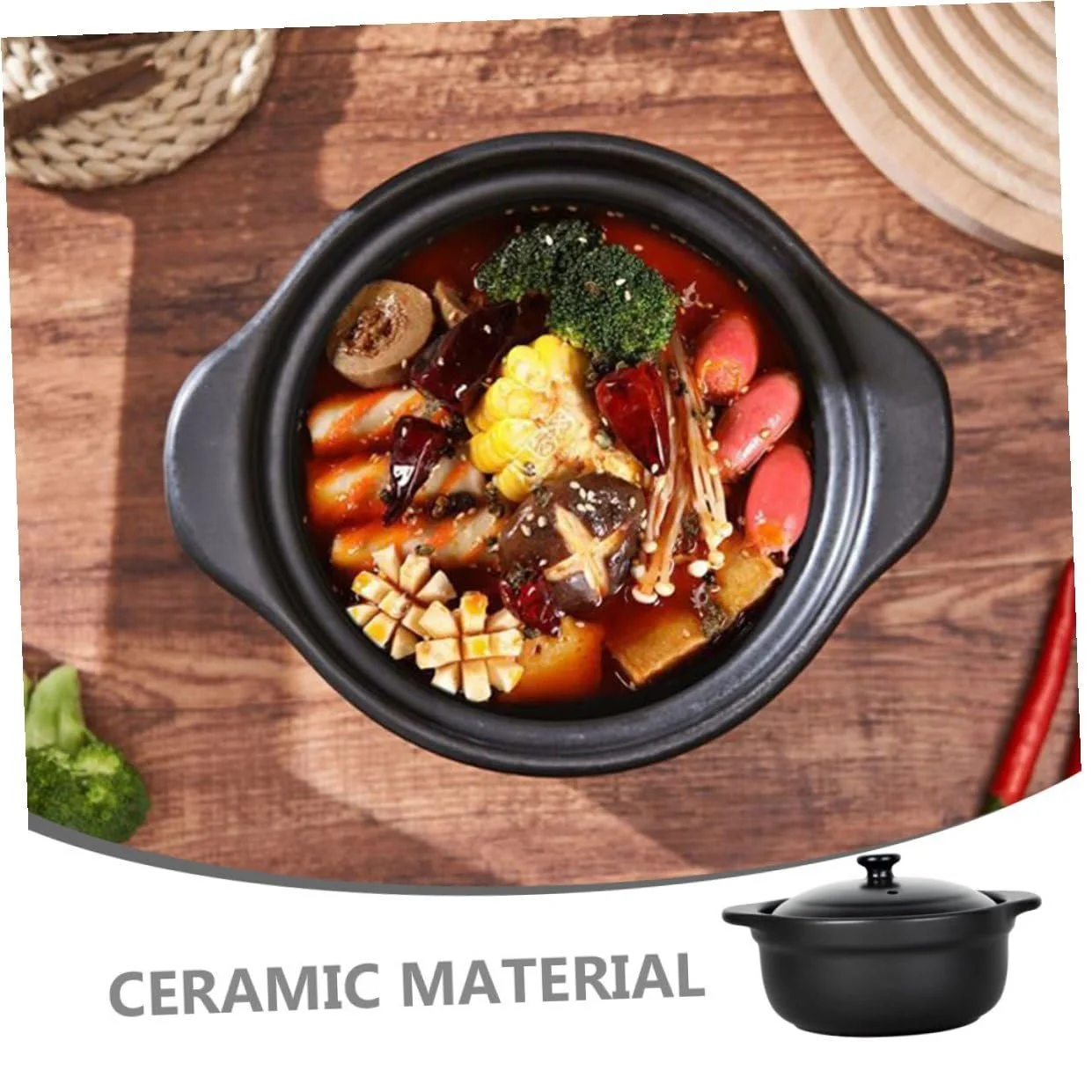 Кастрюля керамическая с крышкой термостойкая антипригарная для порционных блюд, фото №7