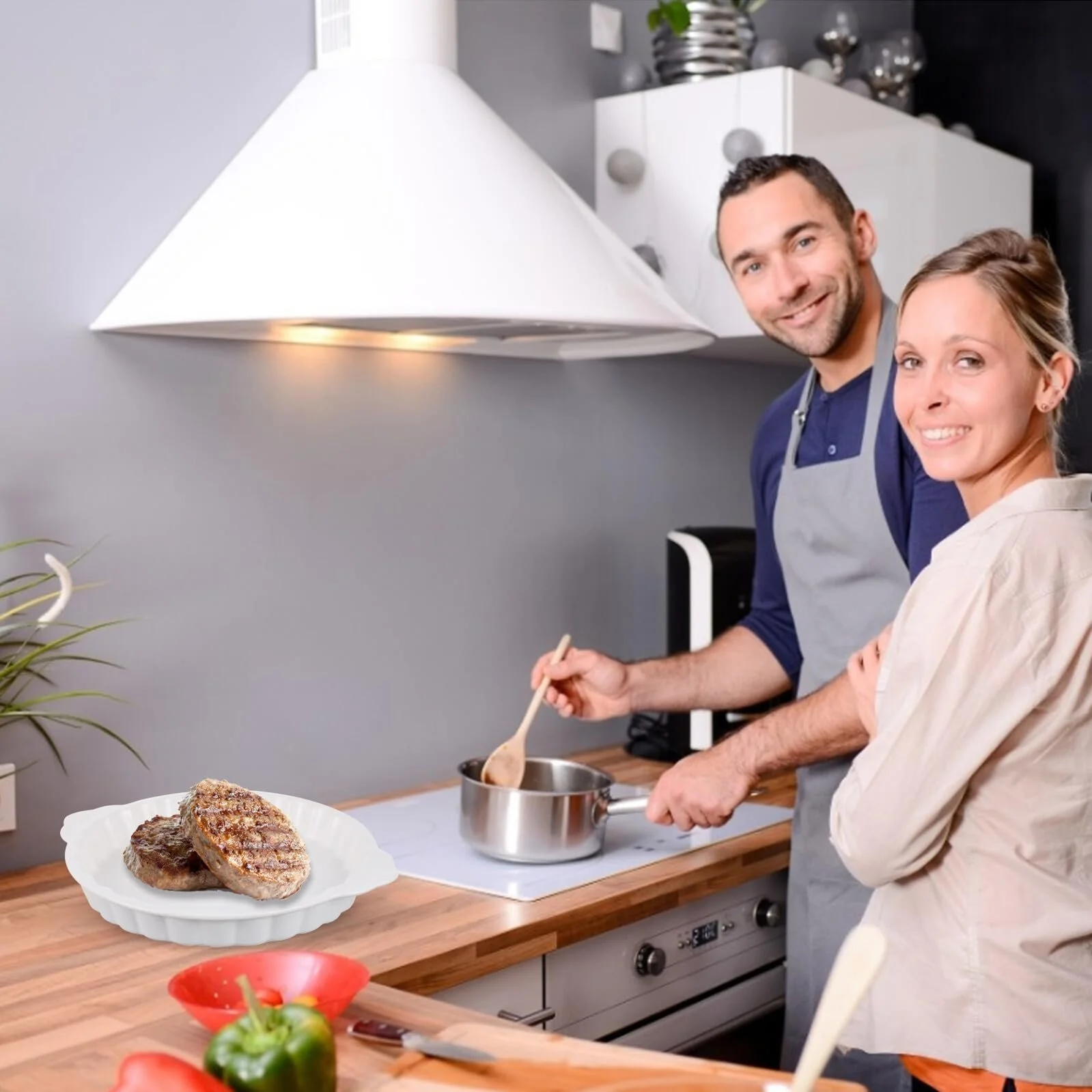 Форма для запекания керамическая круглая с ручками термостойкая Ретро дизайн, фото №7