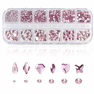 Набор страз для ногтей разных форм 810 шт., 3D AB кристаллы для ногтей, розовые стразы для акриловых ногтей - Фото 1
